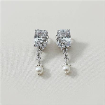 Cubic Zirconia Classic Earring With Rhodium Plating
