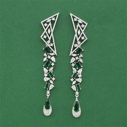 Cz Classic Earring With Rhodium Plating
