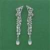 Cz Classic Earring With Rhodium Plating
