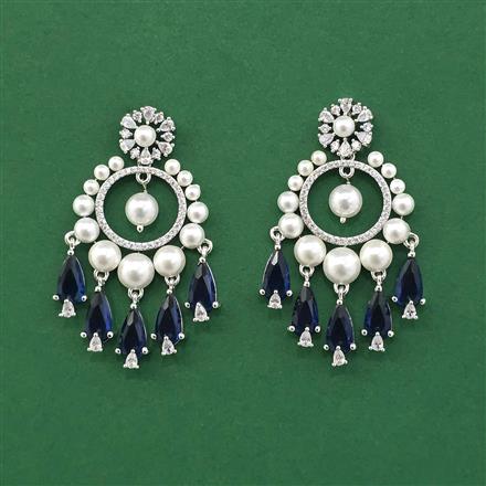 Cz Moti Earring With Rhodium Plating