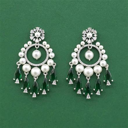 Cz Moti Earring With Rhodium Plating