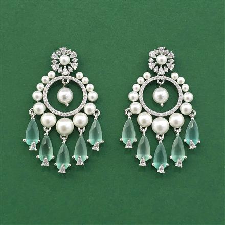 Cz Moti Earring With Rhodium Plating