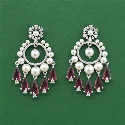 Cz Moti Earring With Rhodium Plating