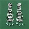 Cz Long Earring With Rhodium Plating
