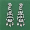Cz Long Earring With Rhodium Plating