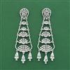 Cz Long Earring With Rhodium Plating