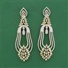 Cz Long Earring With Mehndi 2 Tone Rhodium Plating