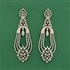 Cz Long Earring With Mehndi 2 Tone Rhodium Plating