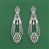Cz Long Earring With Mehndi 2 Tone Rhodium Plating