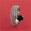 Cubic Zirconia Adjustable Ring With Rhodium Plating