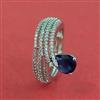Cubic Zirconia Adjustable Ring With Rhodium Plating