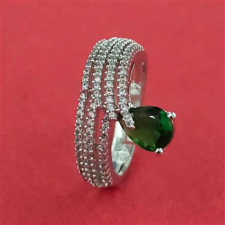 Cubic Zirconia Adjustable Ring With Rhodium Plating