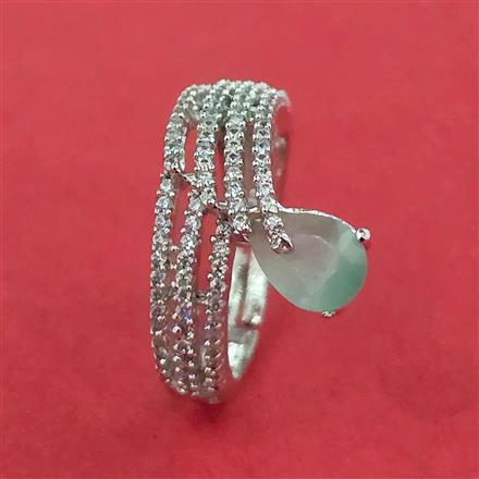 Cubic Zirconia Adjustable Ring With Rhodium Plating
