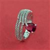 Cubic Zirconia Adjustable Ring With Rhodium Plating