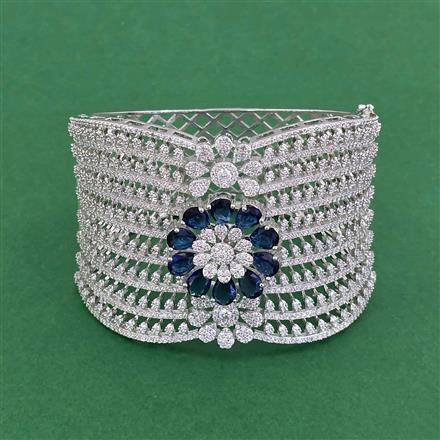 Cz Broad Kada With Rhodium Plating