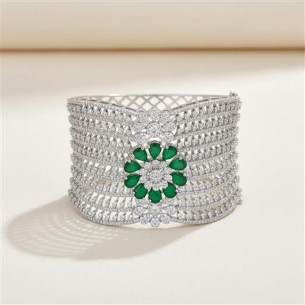 Cz Broad Kada With Rhodium Plating