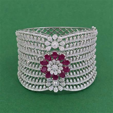 Cz Broad Kada With Rhodium Plating