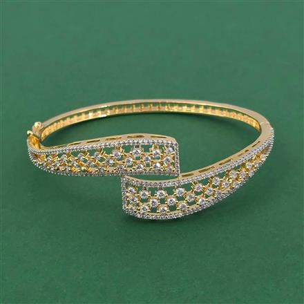 Cz Delicate Kada With Mehndi 2 Tone Rhodium Plating