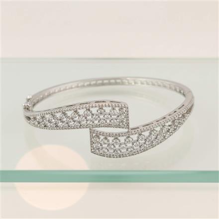 Cz Delicate Kada With Mehndi 2 Tone Rhodium Plating