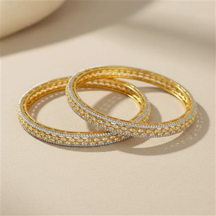 Cz Classic Bangles With 2 Tone Plating