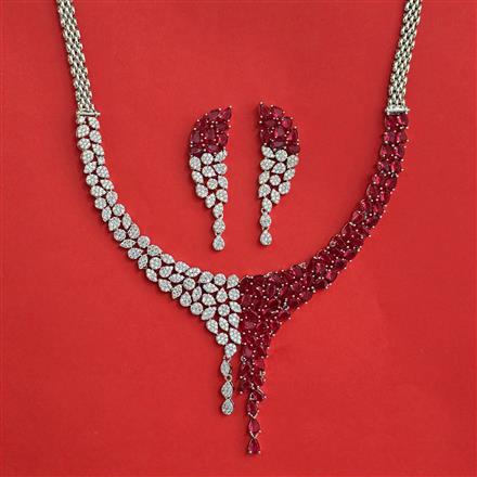 Cubic Zirconia Classic Necklace Set With Rhodium Plating