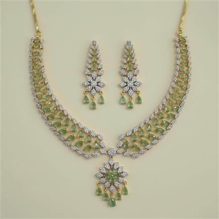 Cubic Zirconia Classic Necklace Set With 2 Tone Plating