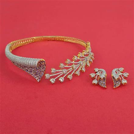 Cubic Zirconia Classic Necklace Set With 2 Tone Plating