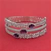 Cubic Zirconia Openable Kada With Rhodium Plating
