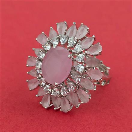 Cubic Zirconia Adjustable Ring With Rhodium Plating