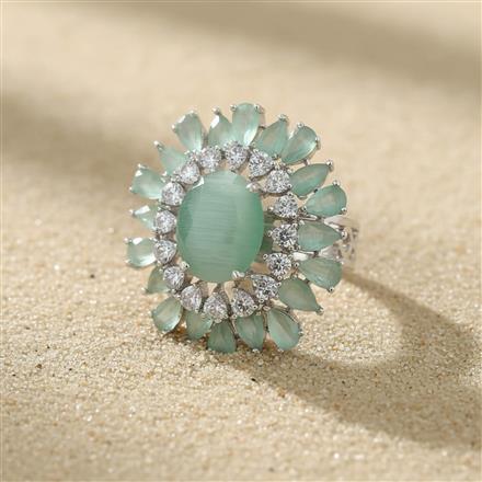 Cubic Zirconia Adjustable Ring With Rhodium Plating