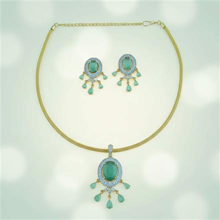 Cubic Zirconia Classic Pendant Set With 2 Tone Plating