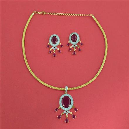 Cubic Zirconia Classic Pendant Set With 2 Tone Plating