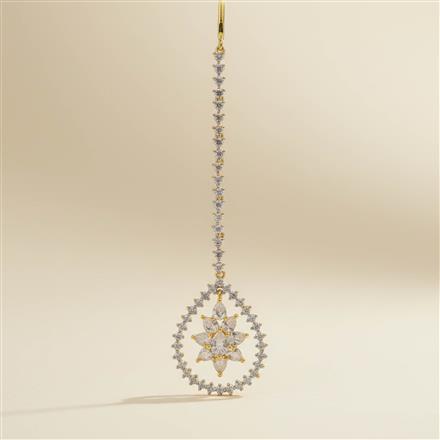Cubic Zirconia Delicate Tikka With Mehndi 2 Tone Rhodium Plating