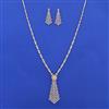 Cubic Zirconia Long Necklace Set With 2 Tone Rhodium Plating