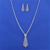 Cubic Zirconia Long Necklace Set With 2 Tone Rhodium Plating