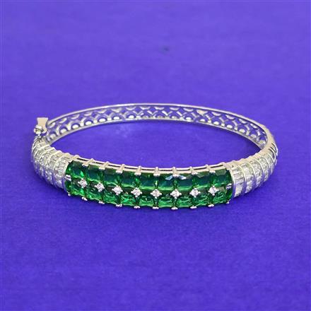 Cz Classic Kada With Rhodium Plating