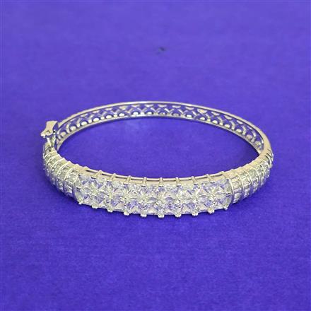 Cz Classic Kada With Rhodium Plating