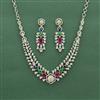 Cz Classic Necklace Set With Rhodium Plating