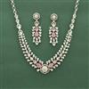Cz Classic Necklace Set With Rhodium Plating