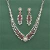 Cz Classic Necklace Set With Rhodium Plating