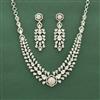 Cz Classic Necklace Set With Rhodium Plating