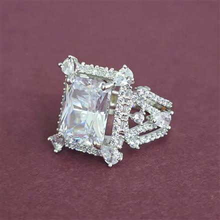 Cz Adjustable Ring With Rhodium Plating