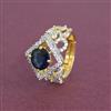 Cz Adjustable Ring With 2 Tone Plating