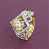 Cz Adjustable Ring With 2 Tone Plating