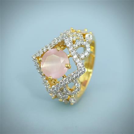 Cz Adjustable Ring With 2 Tone Plating