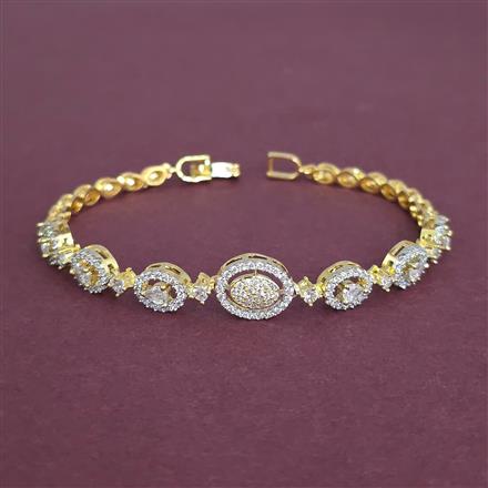Cz Openable Bracelet With Rhodium 2 Tone Plating
