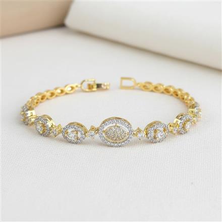 Cz Openable Bracelet With Rhodium 2 Tone Plating