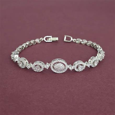 Cz Openable Bracelet With Rhodium 2 Tone Plating