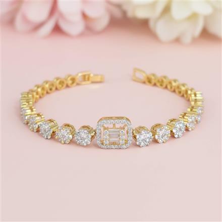 Cz Openable Bracelet With Rhodium 2 Tone Plating