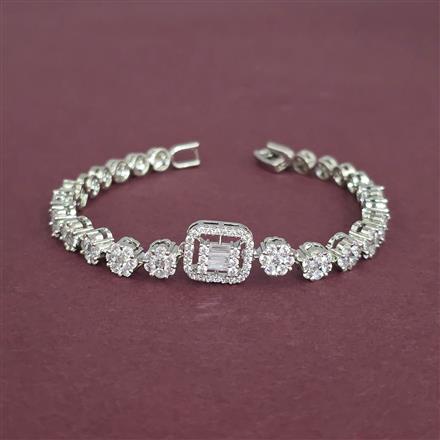 Cz Openable Bracelet With Rhodium 2 Tone Plating